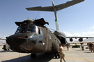 C-17 unloads CH-47 in Afghanistan