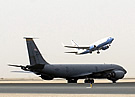 C-40B takeoff, Iraq - KC-135 in foreground
