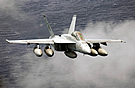 F-18F over water - fuel tanks